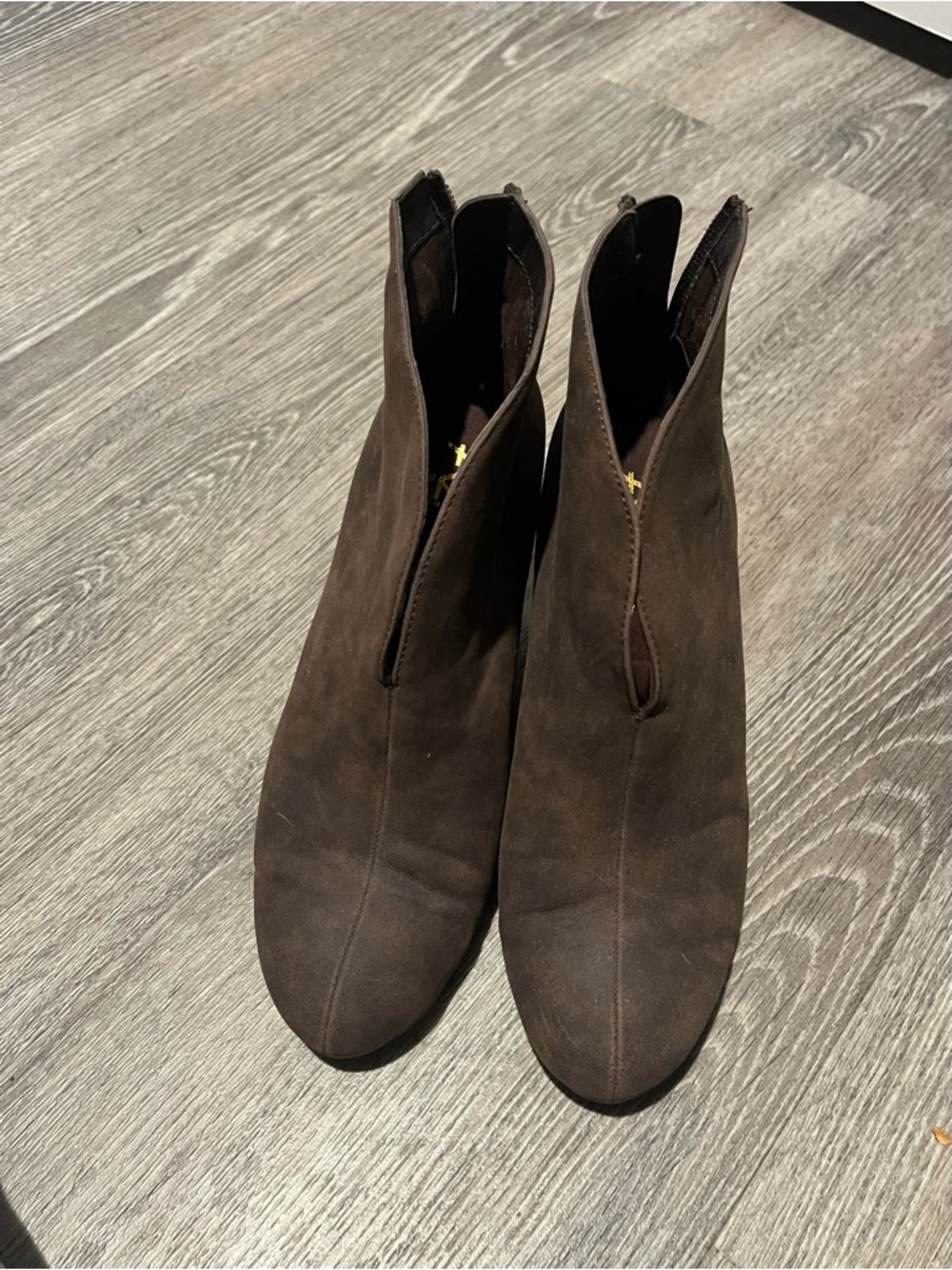 Women's Suede Pull-On Ankle Booties in Dark Brown